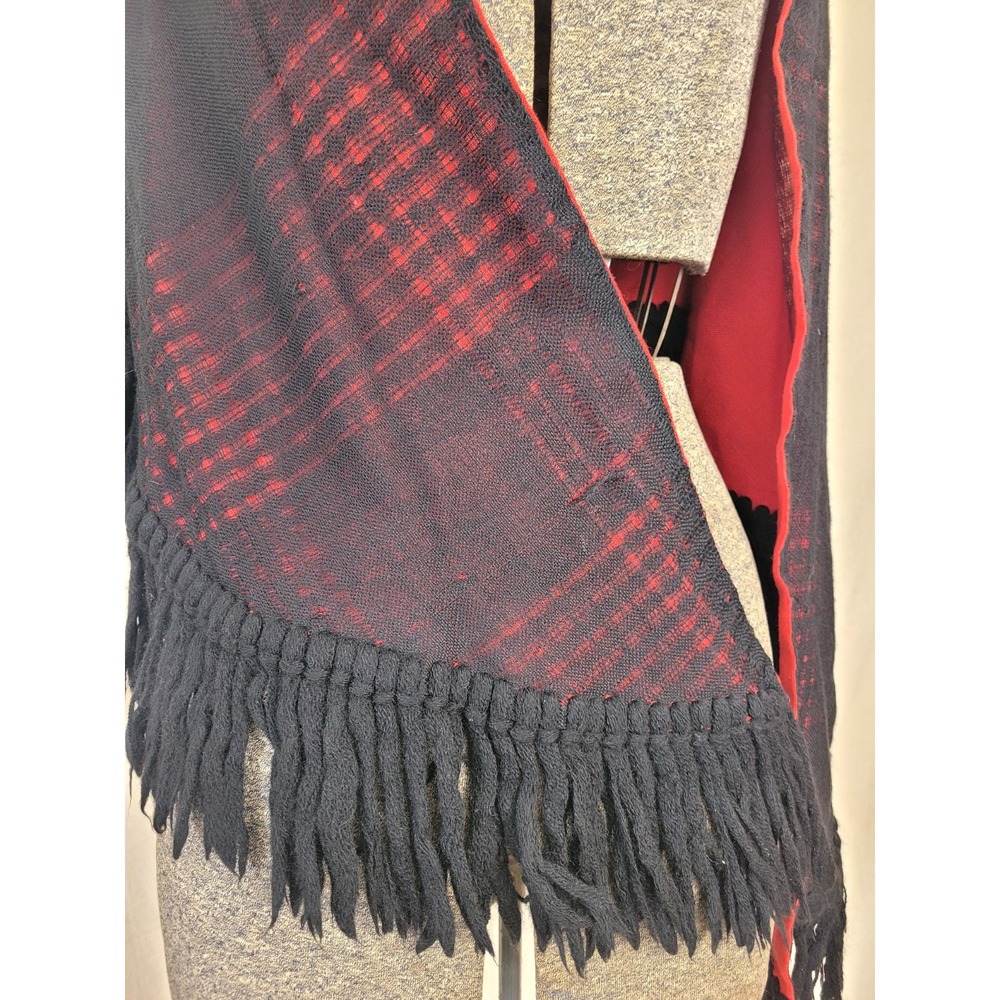 Vintage 50s 60s Shawl Wrap Black And Red Angoras Of Abercorn Knit One Size - Picture 4 of 14